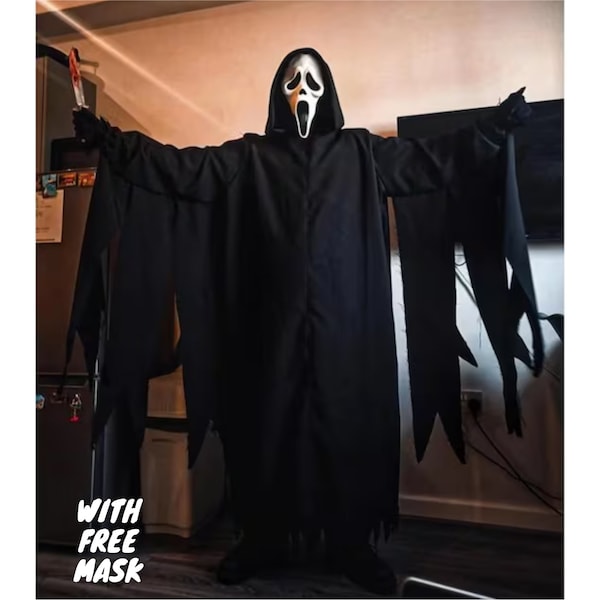 SCREAM 6 Robe Halloween Ghostface Costume, Scream Cloak, Black Hooded Scream Robe, Horror Hooded Cloak