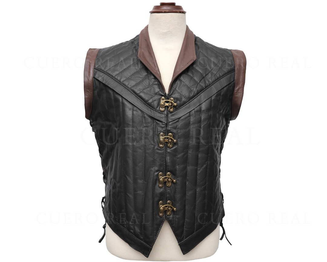 Genuine Leather Quilted Renaissance Leather Vest, Handmade Stylish