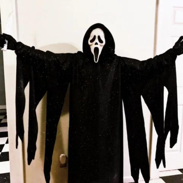 SCREAM 6 Robe Halloween Ghostface Costume, Scream Cloak, Black Hooded Scream Robe, Horror Hooded Cloak