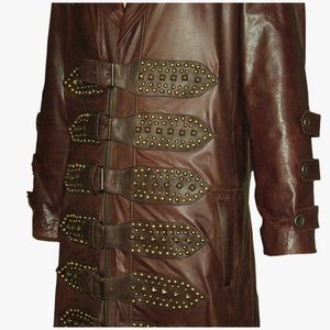 Manteau Long En Cuir Express Compagnie Internationale - Marron, Doublé, Taille L Femme, Occasion