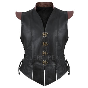 Mens Genuine Leather Medieval Jerkin Vest,  Renaissance Real Leather vintage Jerkin Vest, Mens Sleeveless Vest (Black & Brown)