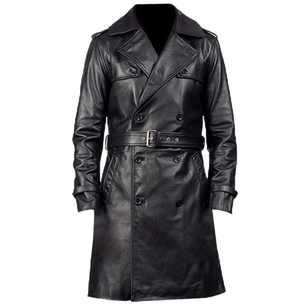 Leather Trench Coat - Etsy