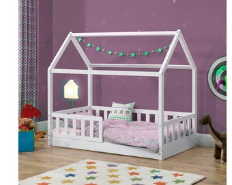 Montessori bed twin size with fences, House bed plan, DIY floor bed, Bed Frame project