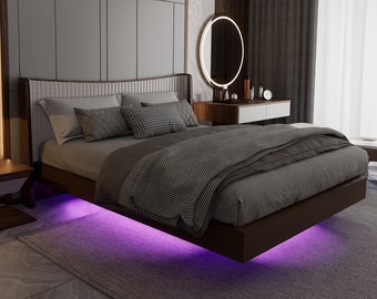 Floating Bed Frame With LED Lighting Plans ,Queen size floating bed (digital) plan, Simple Platform, Minimal bed