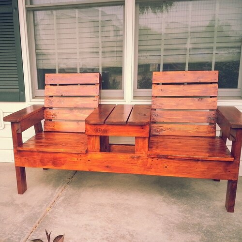 Plans for a Two Seater Bench With Center Table Etsy