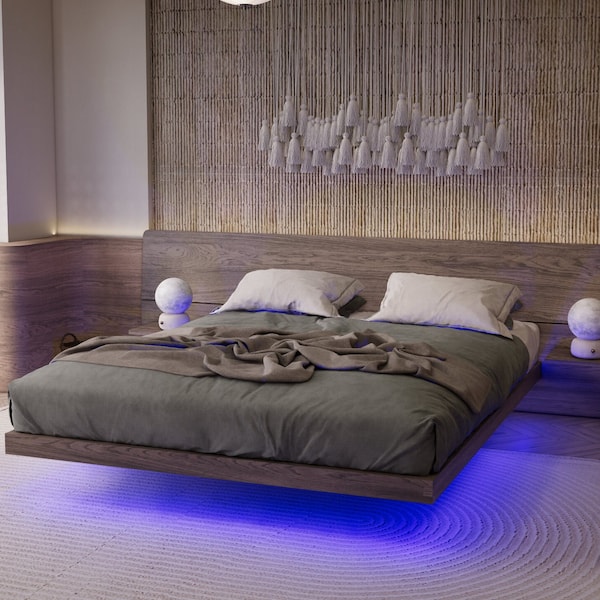 King size floating bed (digital) plan, Floating Bed Frame With LED Lighting Plans, Simple Platform, Minimal bed