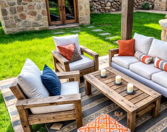 DIY 屋外用ソファ＆テーブル設計図：夢のセットを作ろう（PDF ダウンロード）