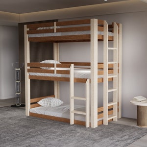 Triple bunk bed frame plans. Twin size loft bed plan. DIY Twin Beds Plan. PDF Platform Bed Plan. DIY Wooden Bed