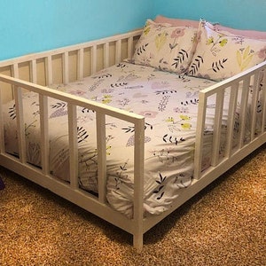 Montessori full size bed plan, Floor bed with slats, Nursery DIY  bed, Bed Frame project