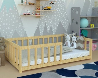 Plans de lit Montessori pour tout-petits, plans de lit DIY taille double, cadre de lit PDF