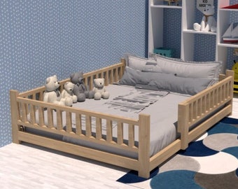 Piani letto Montessori queen size, piani struttura letto per bambini, piano letto queen Montessori, piani PDF letto da terra fai da te, progetti struttura letto