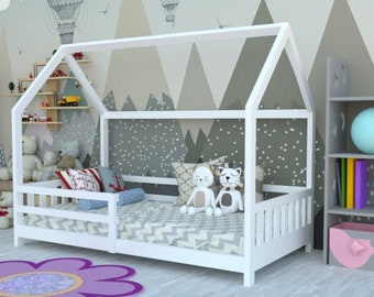 Plans de lit jumeau Montessori, plan de lit de maison, lit de sol bricolage, plan PDF de lit d'enfant, projet de cadre de lit de maison