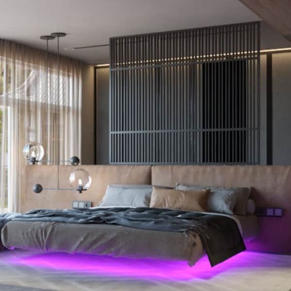 Queen size floating bed (digital) plan, Floating Bed Frame With LED Lighting Plans