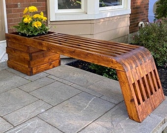 Outdoor bench PDF Plan, Wood planter bench digital PDF download plan