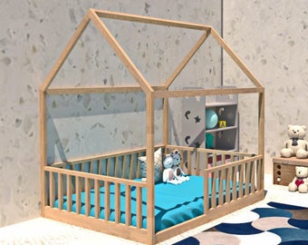 Montessori floor bed plan (PDF digital),  Queen size bed plan, House bed PDF plan, DIY floor bed, Bed Frame building plan
