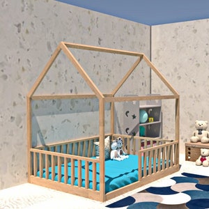 Montessori floor bed plan (PDF digital),  Queen size bed plan, House bed PDF plan, DIY floor bed, Bed Frame building plan