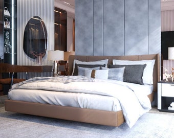 King Size Floating Bed Frame Plan with LED Lighting (Digital PDF)