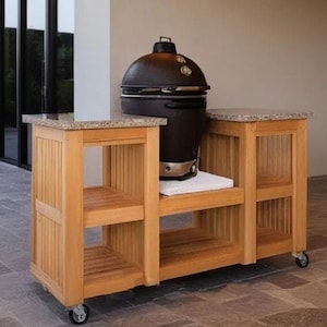 Big Green Egg/Kamado Joe 用のカスタム DIY グリル テーブル プラン - 夢の屋外調理セットアップを構築、簡単な組み立てガイド