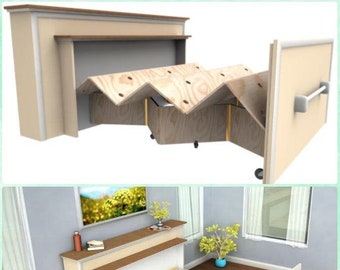 Uitrolbedplan, Bed-in-box-project, Uitschuifbedblauwdruk, Slaapkamermeubilair, DIY-opklapbedframe