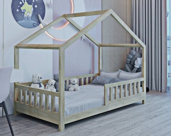 Progetto per letto a due letti: letto fai da te Montessori con recinti (PDF digitale)