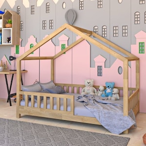 Montessori bed PDF plan. Full size bed digital build plan, House bed plan, DIY floor bed, Bed Frame project