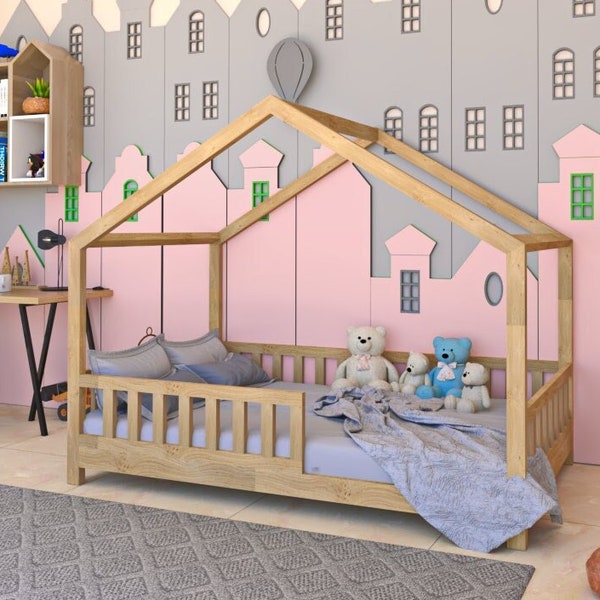 Montessori Bett PDF Plan. Bett in voller Größe, digitaler Bauplan, Hausbettplan, DIY-Bodenbett, Bettrahmenprojekt