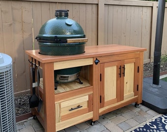 Custom Grill Table for Big Green Egg Kamado Joe Grill Cart plans