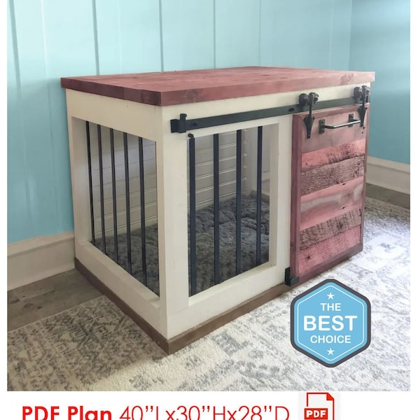 Single Dog Kennel PDF Plan - Large Dog Crate Furniture Plan