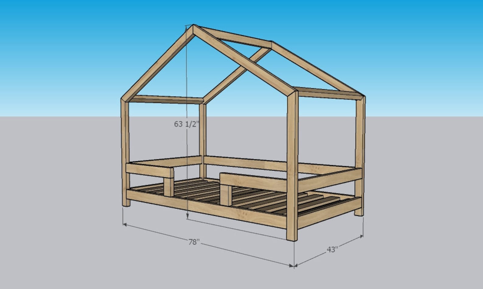 Montessori Toddler Bed Twin Size Plan House Bed Frame With Etsy