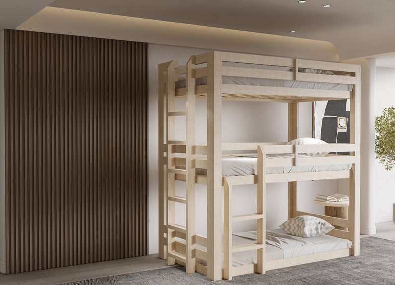 Triple Bunk Bed Frame Plans. Twin Size Loft Bed Plan. DIY Twin Etsy