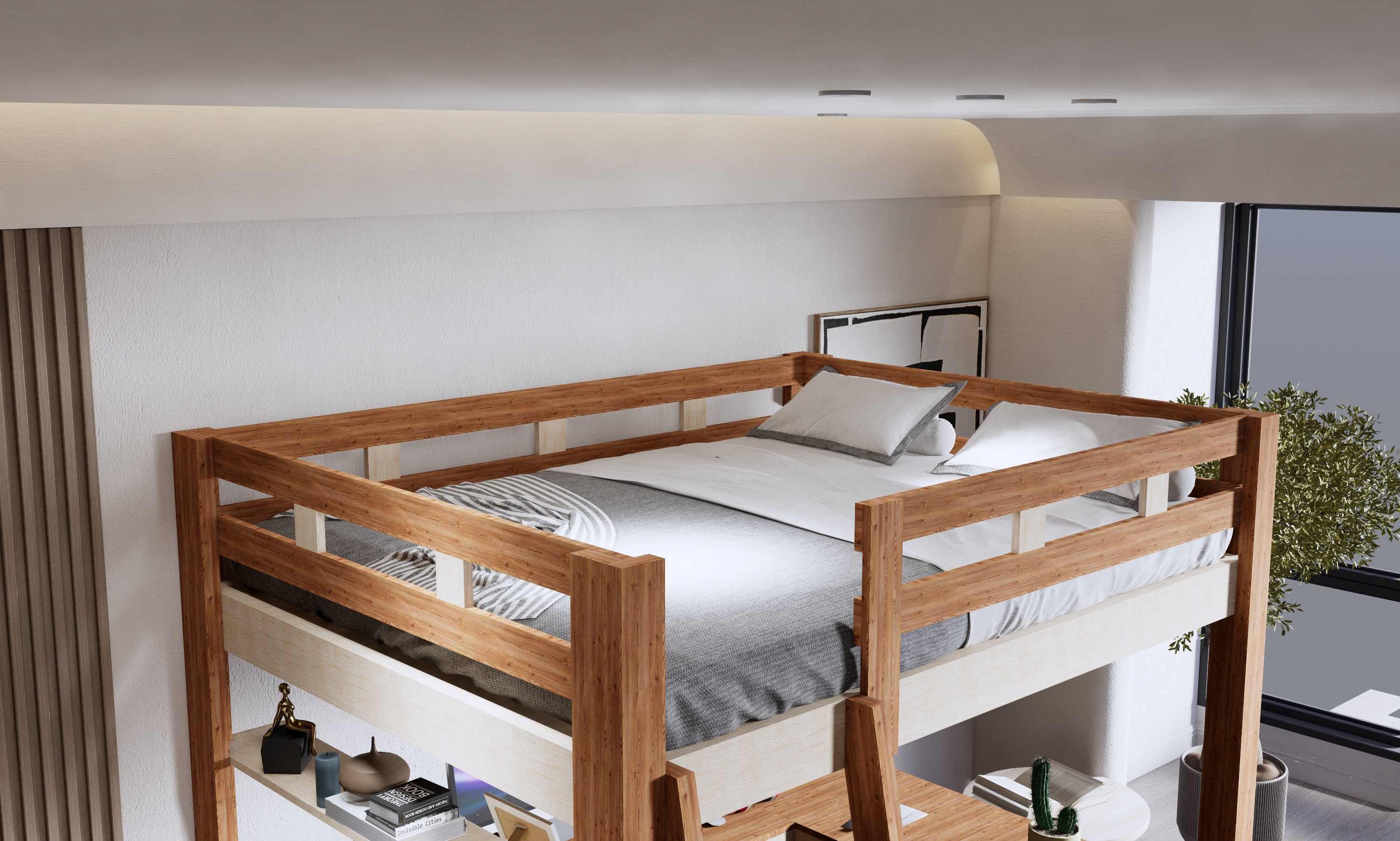 DIY Loft Bed Plans. Full Size Loft Bed With Desk Plan. Digital Etsy