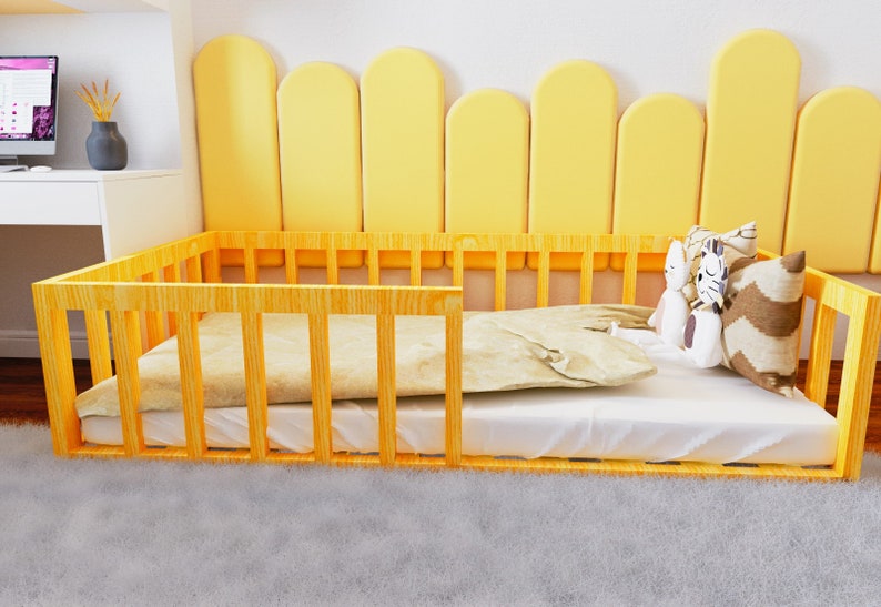 Montessori Floor Toddler Bed With Slats PDF Plan Crib Size Etsy