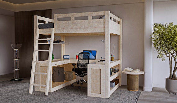 Loft Bed With Desk Plans Full Size Loft Bed step by step Guide