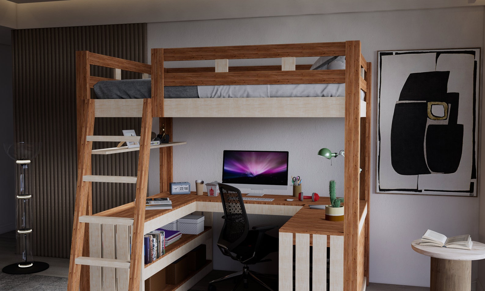 DIY Loft Bed Plans. Full Size Loft Bed With Desk Plan. Digital Etsy