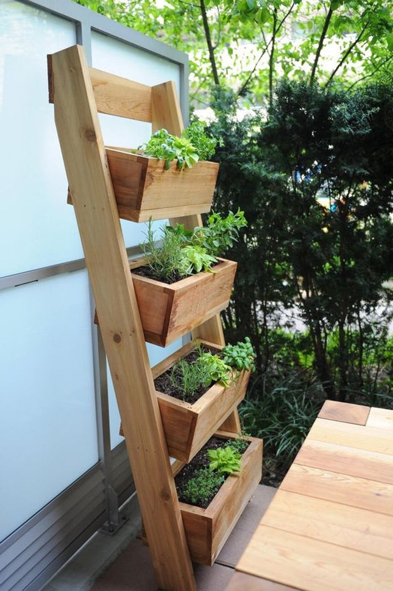 Vertical Ladder Planter Plan Veggie Planter Outdoor Planter Etsy Canada