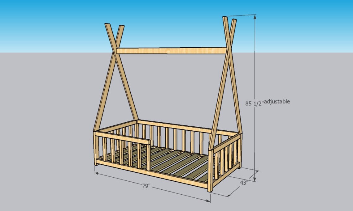 Montessori teepee twin bed plans twin tipi kids floor bed Etsy