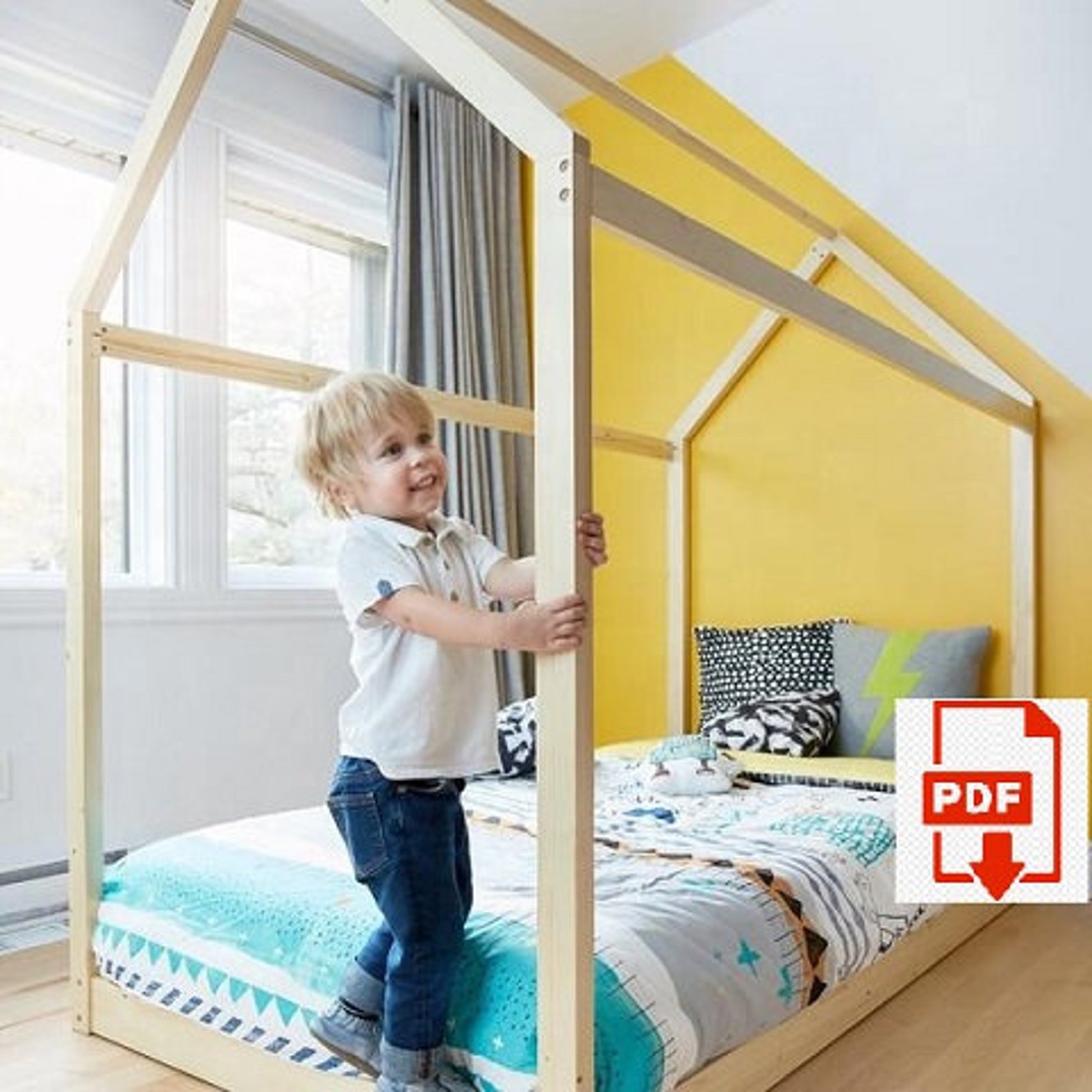 Montessori Bed Plan Kids Bed 120 X200 Bed Montessori Project Etsy