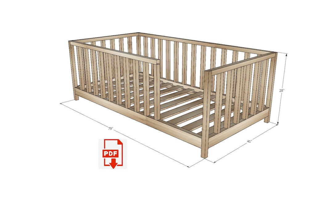 Montessori Twin Size Bed Plan, Floor Bed Digital Plan, Nursery DIY Bed