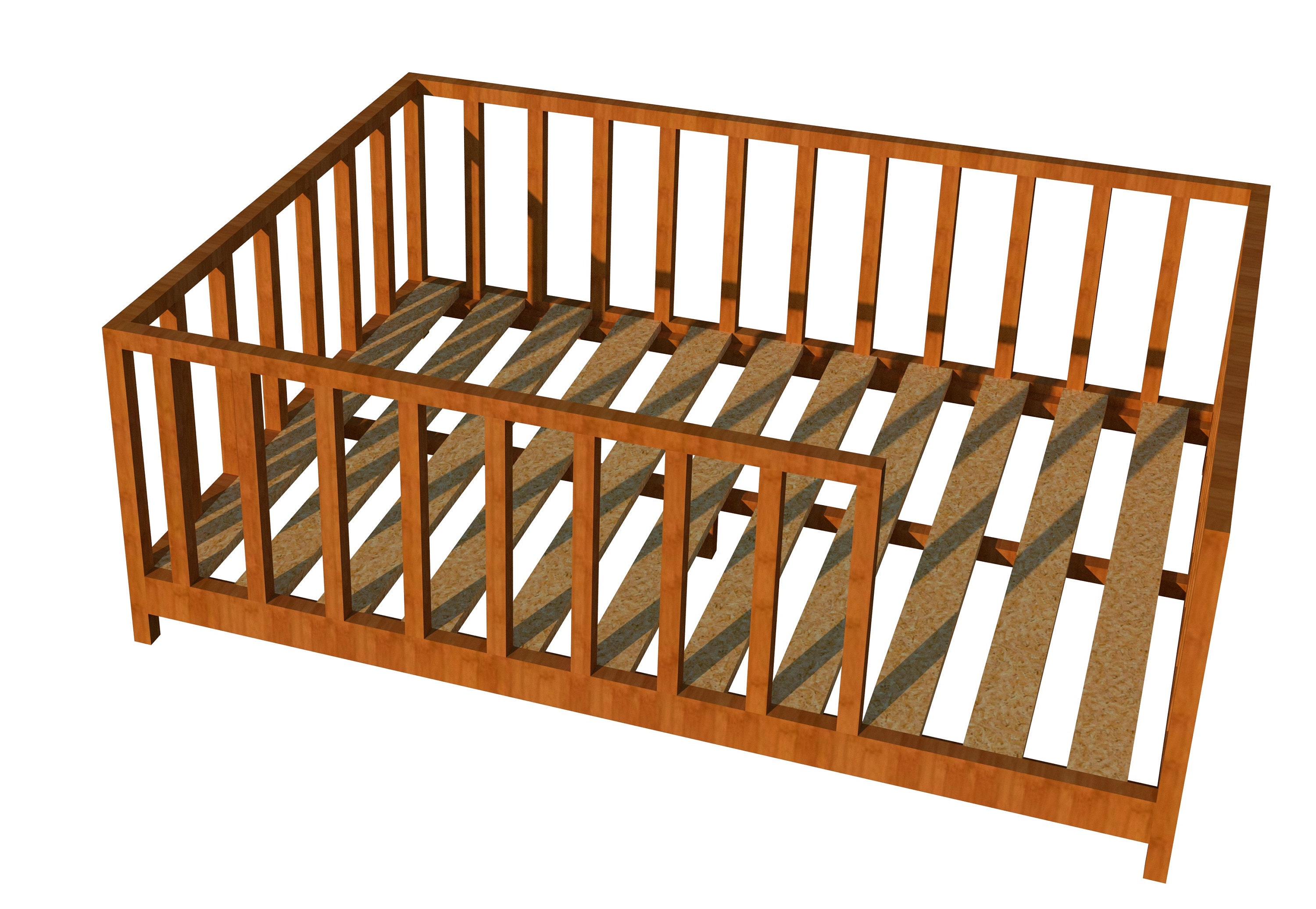 Montessori Full Size Bed Plan Floor Bed With Slats Nursery Etsy