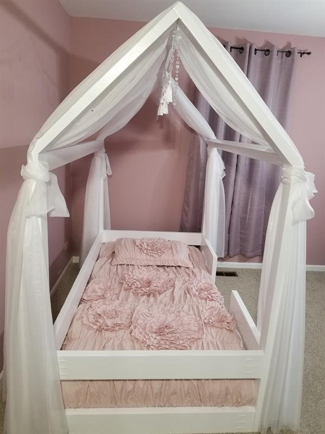 Montessori Bed Plan Crib Size Toddler House Bed With Fences Etsy