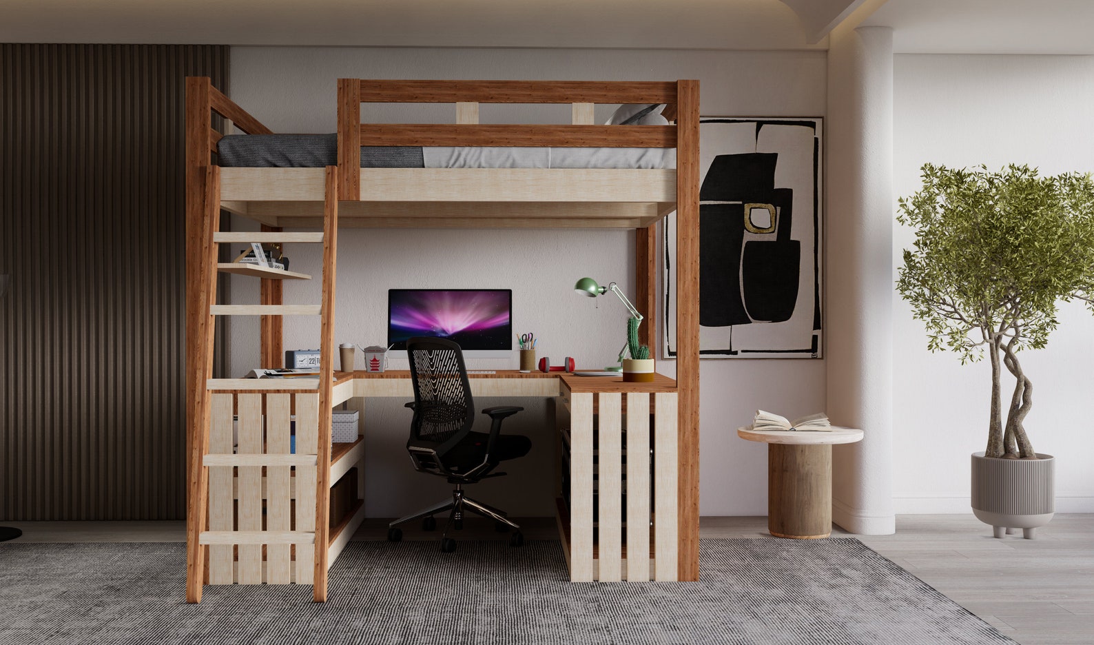 DIY Loft Bed Plans. Full Size Loft Bed With Desk Plan. Digital Etsy