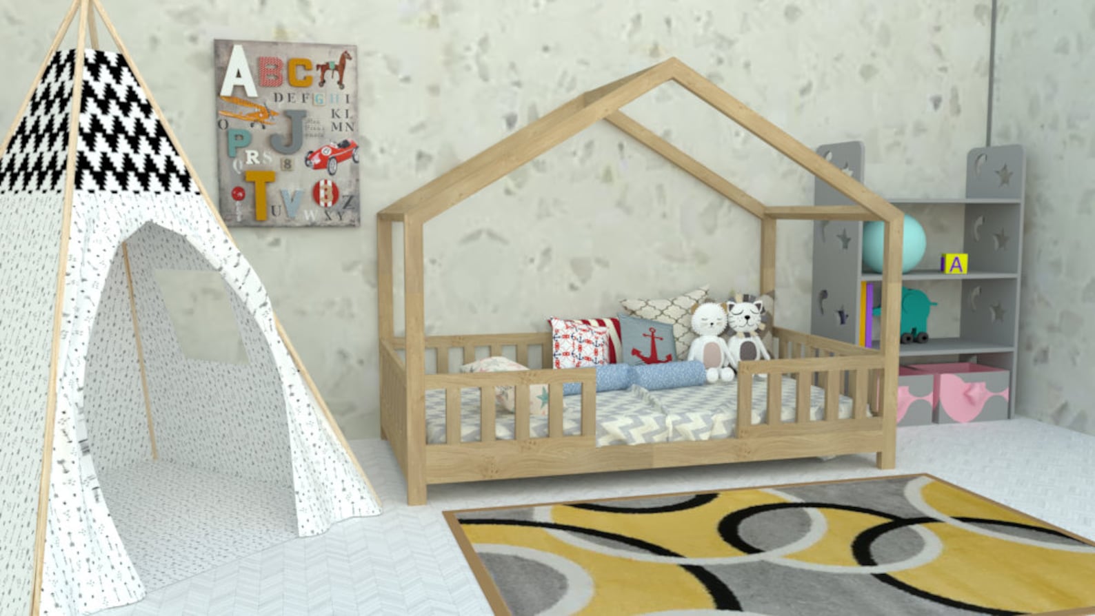 Montessori Twin Size Bed Plan PDF House Bed Plan DIY Floor Etsy