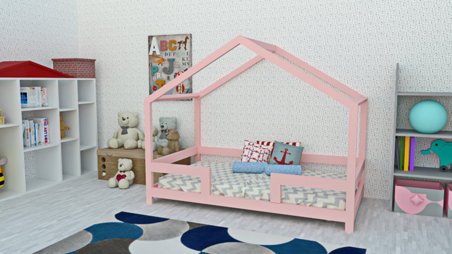 Montessori Toddler Bed Twin Size Plan House Bed Frame With Etsy