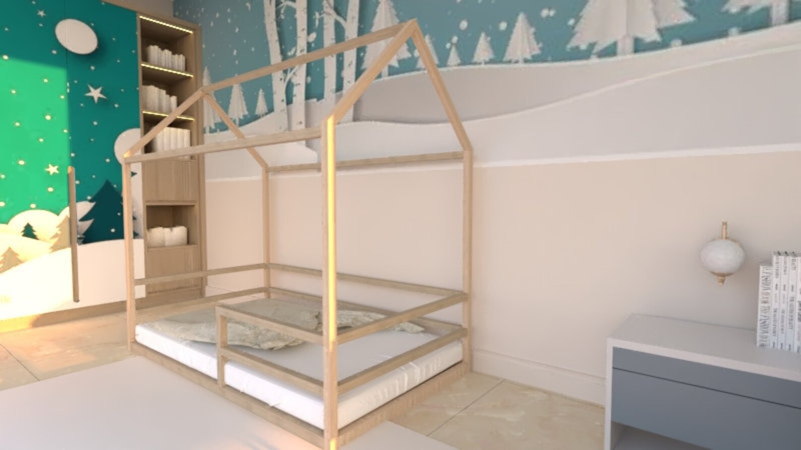 Twin Size House Bed With Railings Plan Montessori Bed Plan Etsy