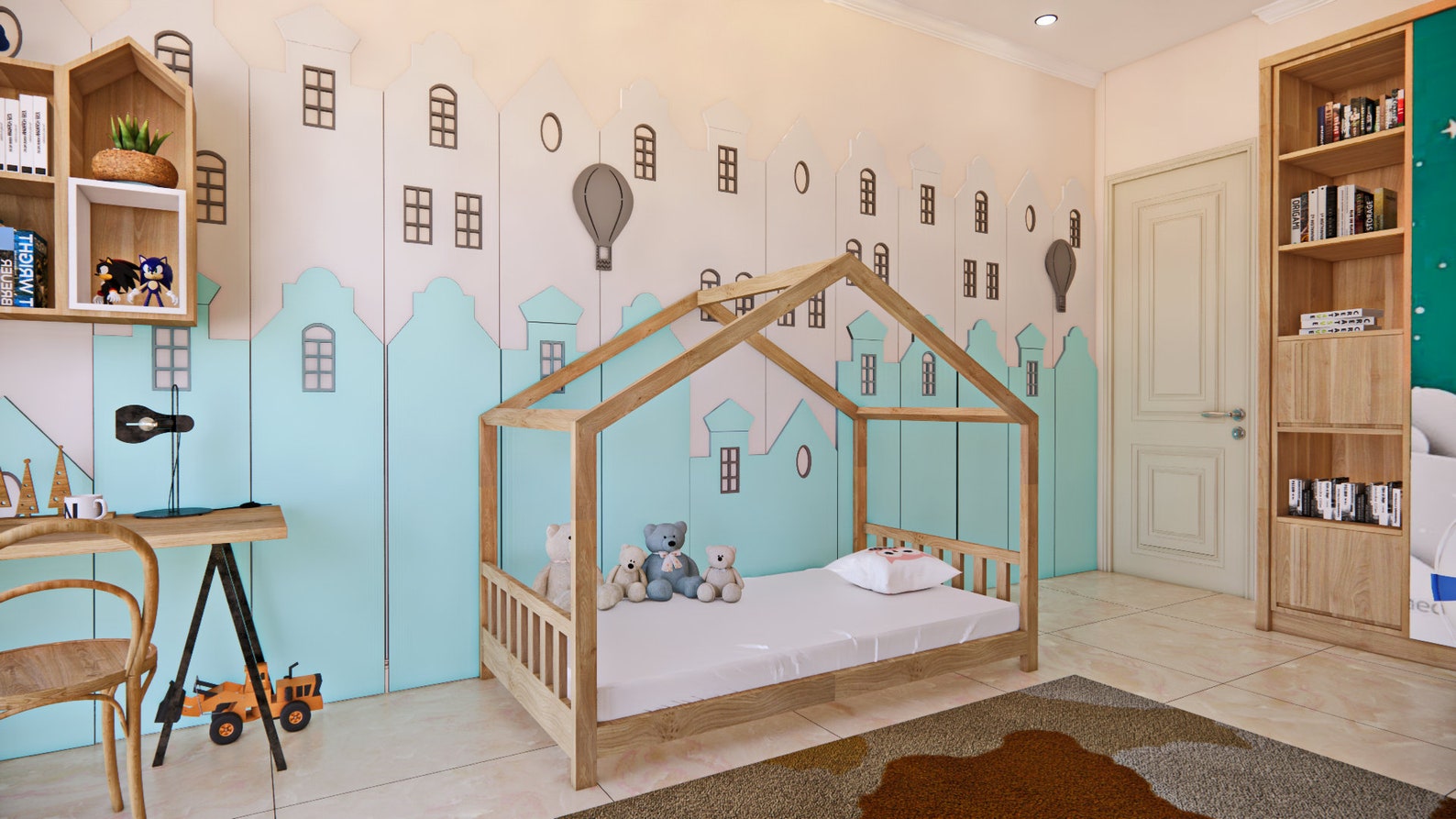 Twin XL Size Bed Plans, DIY Wooden House Bed With Rails for Children