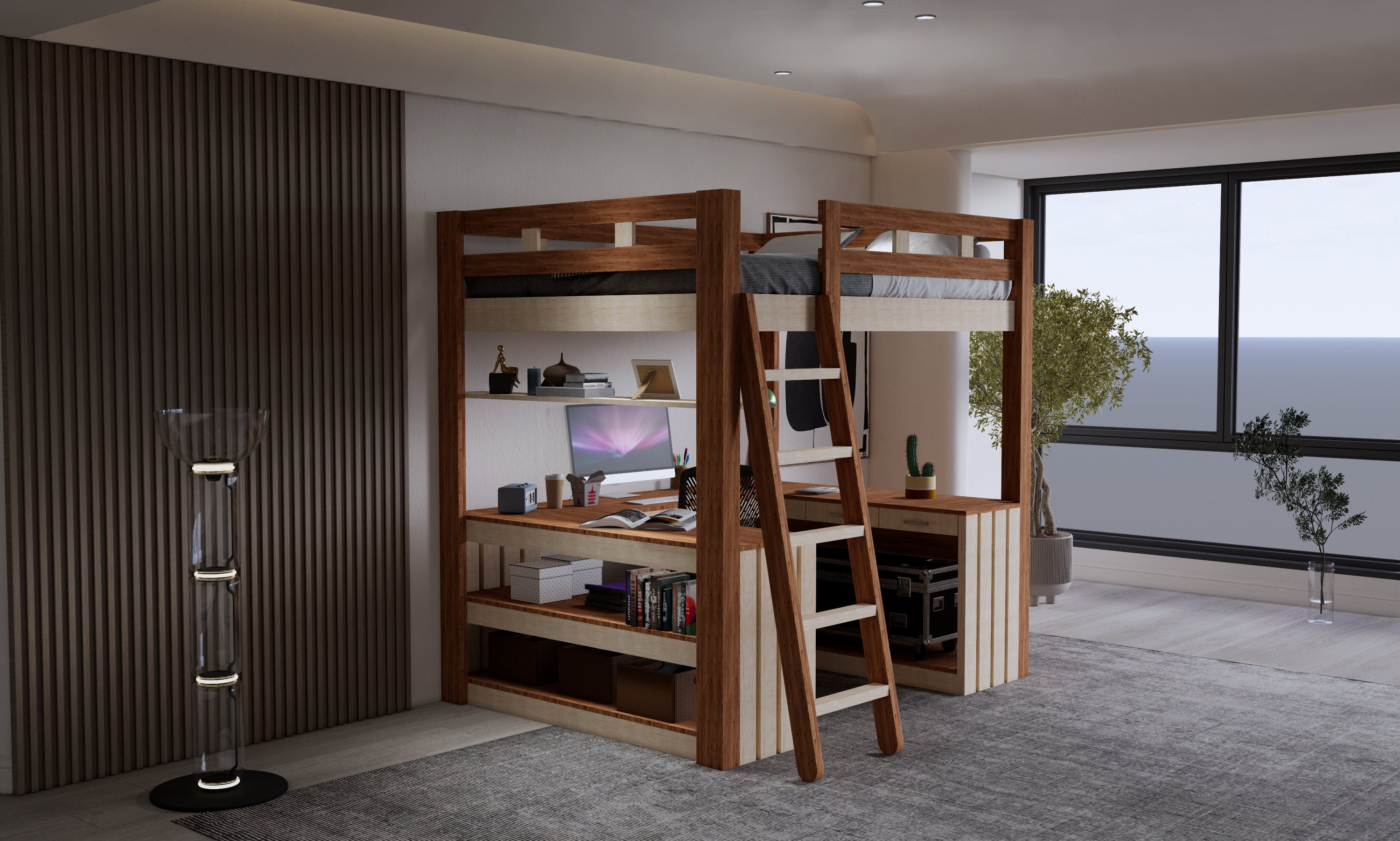 DIY Loft Bed Plans. Full Size Loft Bed With Desk Plan. Digital Etsy