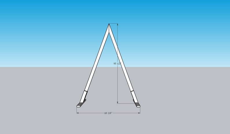 Pu&ograve; includere: Una struttura in legno a forma di A di colore bianco con dimensioni di 68 3/8 pollici di larghezza e 95 1/2 pollici di altezza.