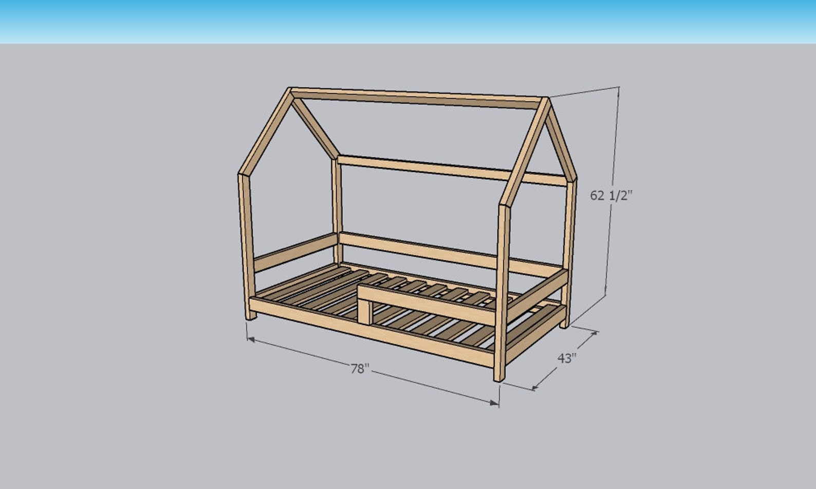 Montessori Bed Frame Plans. Twin House Bed Blueprint Etsy