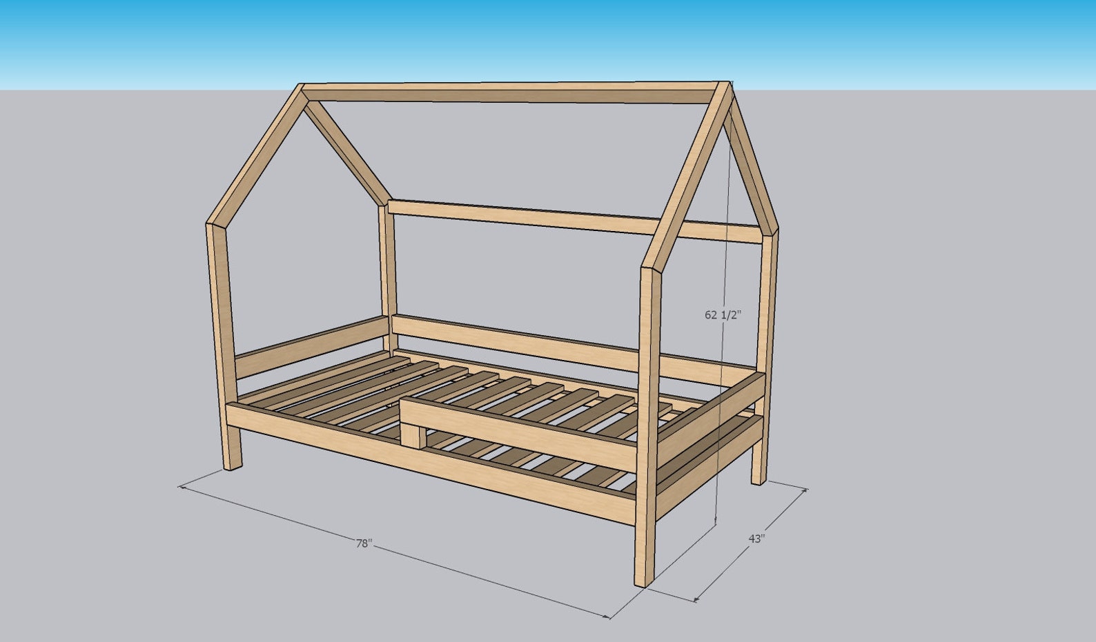 Montessori Toddler Bed Plans Twin Size DIY House Bed Etsy