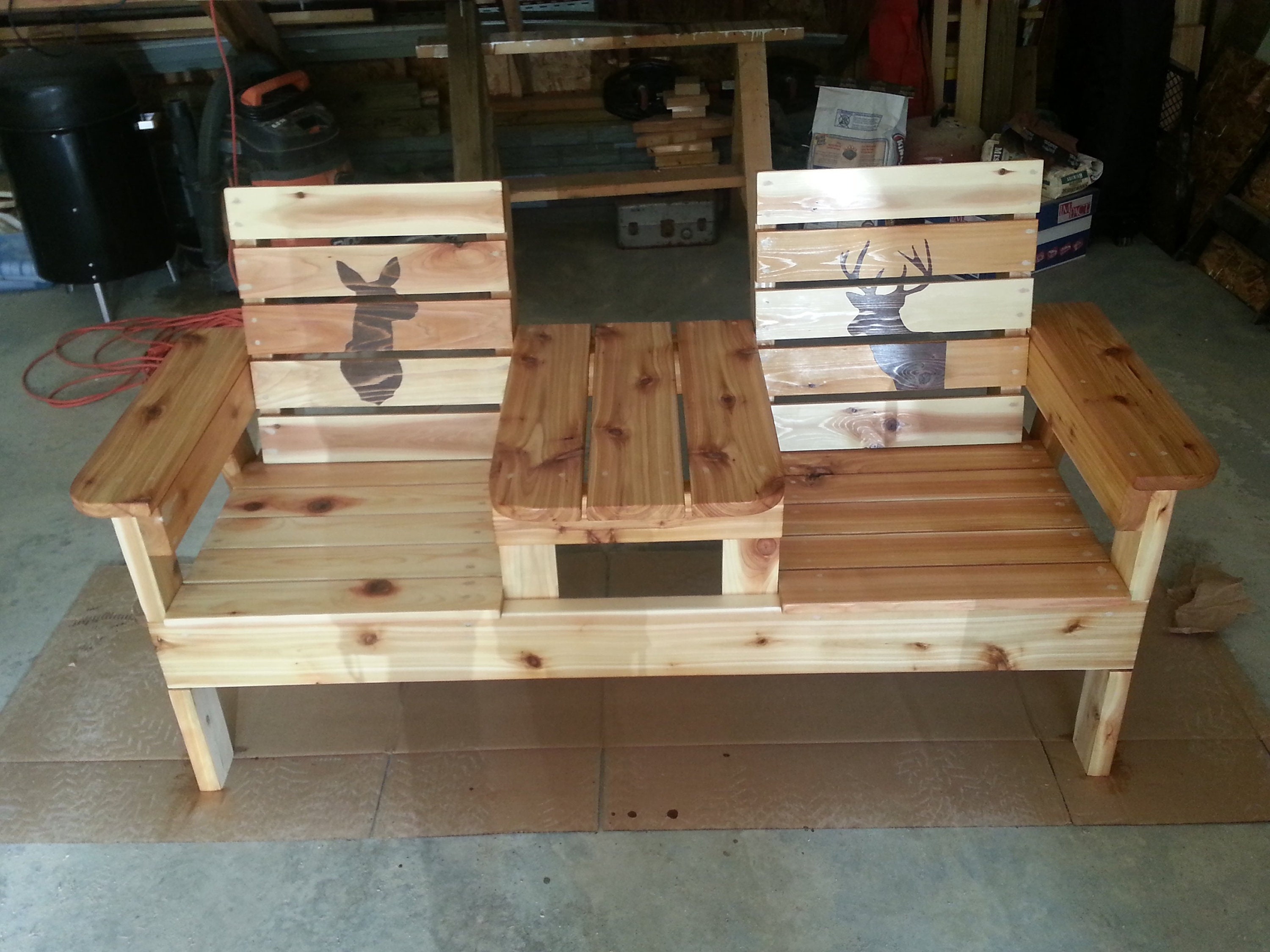 Double Chair Bench with Table plans Etsy